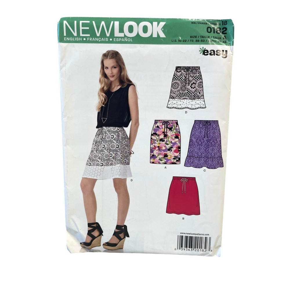 NEWLOOK 0182 Skirt Skirts US 10-22 Easy Sew Drawstring Ruffle